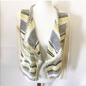 Anthropologie Moth Yellow Grey Swing Cardigan